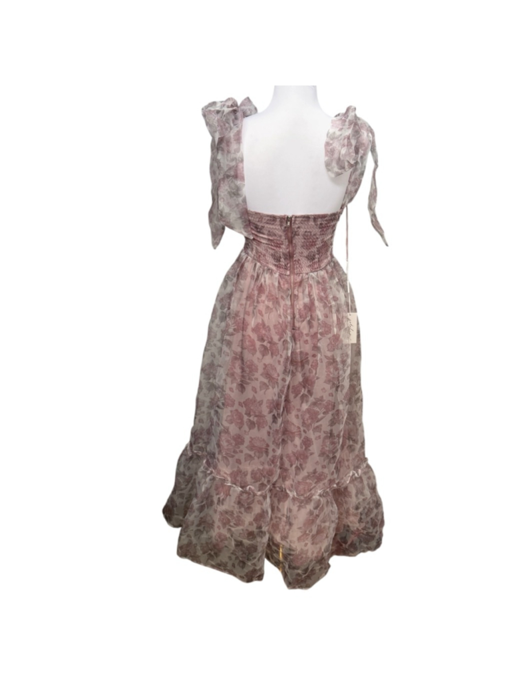 Petal + Pup Floret Midi Dress Floral Pink Purple Tie Shoulder Size S NWT - Picture 4 of 9